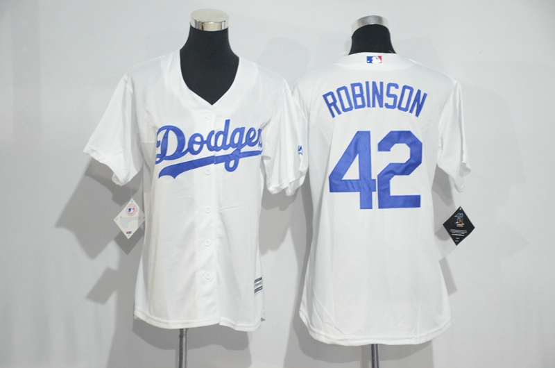 Womens 2017 MLB Los Angeles Dodgers #42 Robinson White Jerseys